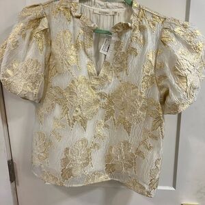 Eloquii‎ Cream Puff Sleeve Embellished Blouse